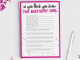 Who Knows the Birthday Girl Best Questions Fun Adult Birthday Game How Well Do You Know the Birthday