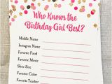 Who Knows the Birthday Girl Best Questions who Knows Birthday Girl Best Party Game Placemat Printable