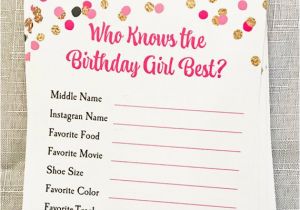 Who Knows the Birthday Girl Best Questions who Knows Birthday Girl Best Party Game Placemat Printable