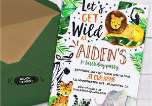 Wild Animal Birthday Party Invitations Safari Jungle Birthday Party Printable Invitations Cute