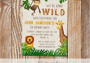 Wild Animal Birthday Party Invitations Wild with Excitement Jungle theme Zoo Animal Birthday