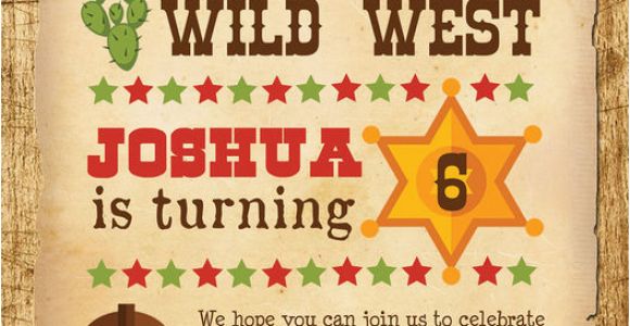 Wild West Birthday Invitations Cowboy Wild West Birthday Party Invitation From 0 80 Each