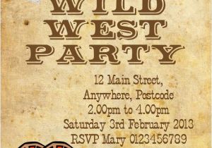 Wild West Birthday Invitations Personalised Wild West Cowboy theme Invitations