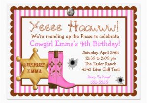 Wild West Birthday Invitations Personalized Cowgirl Birthday Invitations