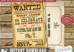 Wild West Birthday Invitations Wild West Cowboy Boys Party Invitation Instant Download