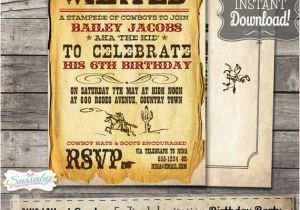 Wild West Birthday Invitations Wild West Cowboy Boys Party Invitation Instant Download