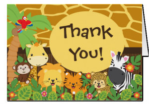 Wildlife Birthday Cards Cute Jungle Safari Animals Thank You Greeting Cards