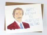 Will Ferrell Birthday Card Anchorman Ron Burgundy Birthday Card by Averycampbellart