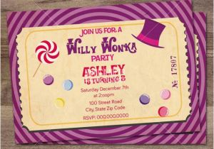 Willy Wonka Birthday Invitations Willy Wonka Birthday Party Invitation Charlie and the