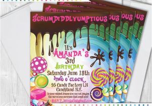 Willy Wonka Birthday Invitations Willy Wonka Party Invitations 5×7 Custom Invitations by