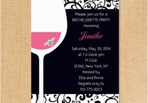 Wine themed Birthday Invitations Pink and Black Wine themed Bachelorette Invitation Ideas