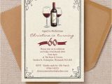 Wine themed Birthday Invitations Vintage Red Wine themed 60th Birthday Party Invitation