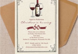 Wine themed Birthday Invitations Vintage Red Wine themed 60th Birthday Party Invitation