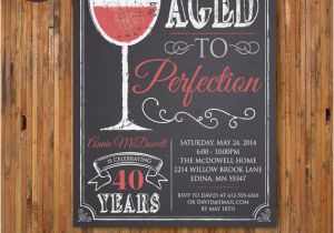 Wine themed Birthday Invitations Wine Birthday Invitation Aged to Perfection Chalk Board