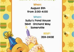 Winnie the Pooh Birthday Invitations Free Printable Free Printable Winnie the Pooh First Birthday Invitations