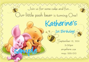 Winnie the Pooh Birthday Invitations Free Printable Winnie the Pooh 1st Birthday Invitations Printable Photo