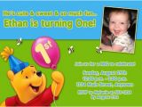 Winnie the Pooh First Birthday Invitations Custom Photo Birthday Invitation Winnie the Pooh 1st