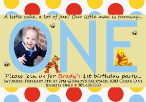 Winnie the Pooh First Birthday Invitations Darlingdesignsbysara