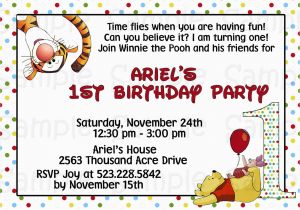 Winnie the Pooh First Birthday Invitations Winnie the Pooh 1st Birthday Invitations Printable