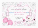 Winter Birthday Invitation Template Winter Wonderland Birthday Invitations