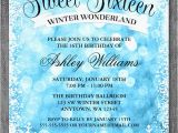 Winter themed Birthday Invitations Sweet 16 Winter Wonderland Glitter Lights Invitations