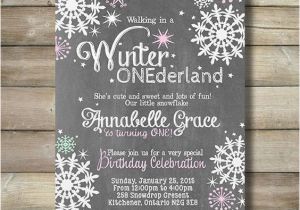 Winter themed Birthday Invitations Winter Onederland Girl Birthday Party Invite Invitation
