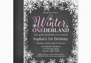 Winter themed Birthday Invitations Winter Onederland Snow Chalkboard Girl 1st Birthday