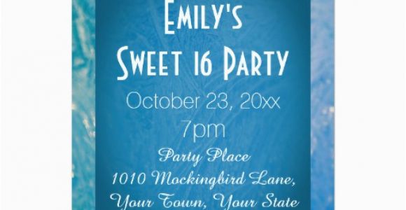 Winter themed Birthday Invitations Winter Wonderland Ice theme Blue Sweet 16 Birthday Custom