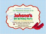 Wizard Of Oz Birthday Party Invitations Personalised Birthday Invitations Wizard Of Oz X 5 Ebay