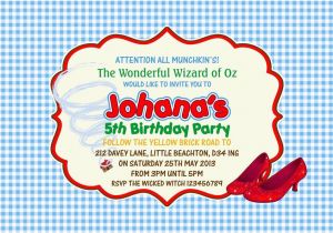 Wizard Of Oz Birthday Party Invitations Personalised Birthday Invitations Wizard Of Oz X 5 Ebay