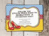 Wizard Of Oz Birthday Party Invitations Wizard Of Oz Birthday Invitation Follow the Yellow Brick