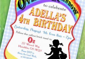 Wizard Of Oz Birthday Party Invitations Wizard Of Oz Inspired Invitation Over the Rainbow Collection