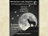 Wolf Birthday Invitations Werewolf Halloween Invitation Moon and Wolf Invitation