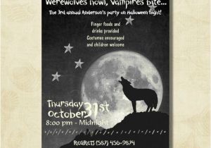 Wolf Birthday Invitations Werewolf Halloween Invitation Moon and Wolf Invitation