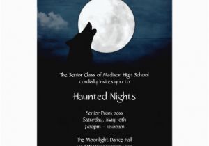 Wolf Birthday Invitations Wolf Howling at the Moon Prom formal Invitation Zazzle