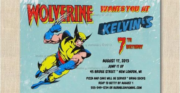 Wolverine Birthday Invitations Superhero Wolverine Birthday Party Invitation 12 Printed