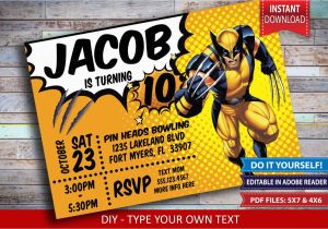 Wolverine Birthday Invitations Wolverine Invitation Wolverine Party Invitation