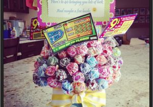 Womans 40th Birthday Ideas 40th Birthday Gift Sucker Bouquet with Lotto Tickets