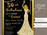 Womans 50th Birthday Decorations 50th Birthday Party Invitations Woman Bling Dress 40th Womans