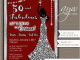 Womans 50th Birthday Invitations 50th Birthday Party Invitations Woman Bling Dress Fifty