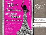 Womans 50th Birthday Invitations 50th Birthday Party Invitations Woman Bling Dress Fifty