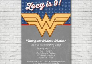 Wonder Woman Birthday Card Printable Wonder Woman themed Birthday Invitation Printable or
