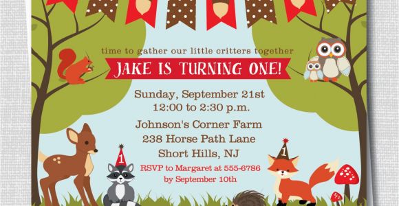 Woodland Animal Birthday Invitations Woodland Animals Birthday Invitation Woodland by