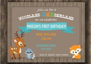 Woodland Onederland Birthday Invitations Digital Woodland Onederland First Birthday Party by