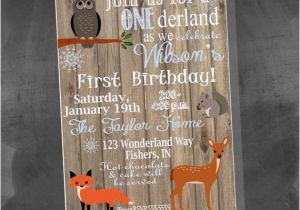 Woodland Onederland Birthday Invitations Items Similar to Digital Woodland Animals Winter