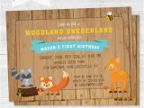 Woodland Onederland Birthday Invitations Rustic Woodland One Derland Birthday Party Invitation