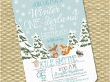 Woodland Onederland Birthday Invitations Winter Onederland 1st Birthday Invitation First Birthday