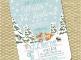 Woodland Onederland Birthday Invitations Winter Onederland 1st Birthday Invitation First Birthday