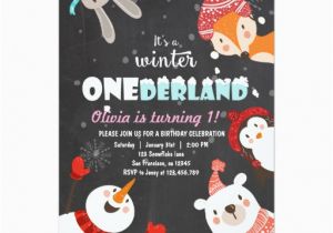 Woodland Onederland Birthday Invitations Winter Onederland Birthday Woodland Invitation Zazzle