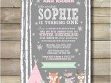 Woodland Onederland Birthday Invitations Winter Onederland Woodland Animal Girl by Simplysweetprintshop